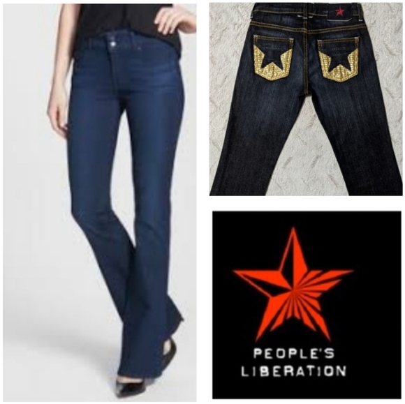Peoples Liberation Jeans Bella Star Anthropologie Gold Star Luxury Long Bohemian - Picture 14 of 16